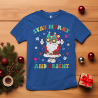 Stay Marry and bright Groovy Christmas Hippie Santa Clause T Shirt - Wonder Print Shop