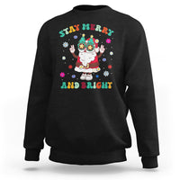 Stay Marry and bright Groovy Christmas Hippie Santa Clause Sweatshirt - Wonder Print Shop