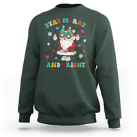 Stay Marry and bright Groovy Christmas Hippie Santa Clause Sweatshirt - Wonder Print Shop