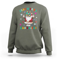 Stay Marry and bright Groovy Christmas Hippie Santa Clause Sweatshirt - Wonder Print Shop