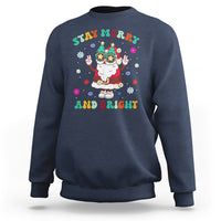 Stay Marry and bright Groovy Christmas Hippie Santa Clause Sweatshirt - Wonder Print Shop