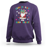 Stay Marry and bright Groovy Christmas Hippie Santa Clause Sweatshirt - Wonder Print Shop