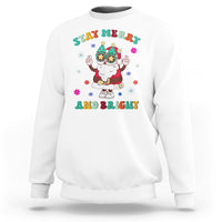 Stay Marry and bright Groovy Christmas Hippie Santa Clause Sweatshirt - Wonder Print Shop