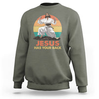Jesus Has Your Back Jitsu Retro Christian Sweatshirt - Wonder Print Shop
