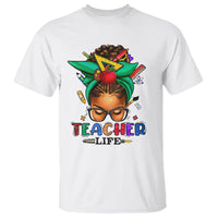 Black Teacher Life Messy Bun African American Educate T Shirt - Wonder Print Shop