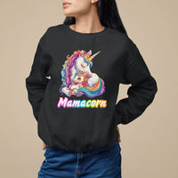 Mother's Day Sweatshirt Mamacorn Cute Rainbow Unicorn - Wonder Print Shop