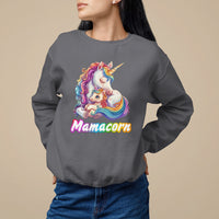 Mother's Day Sweatshirt Mamacorn Cute Rainbow Unicorn - Wonder Print Shop