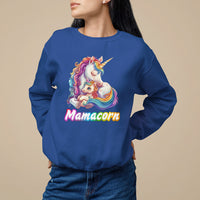Mother's Day Sweatshirt Mamacorn Cute Rainbow Unicorn - Wonder Print Shop