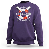Funny Off Duty Lifeguard Sweatshirt Save Yourself Swimming Pool - Wonder Print Shop