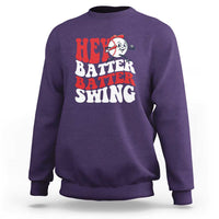 Funny Baseball Sweatshirt Hey Batter Swing Groovy - Wonder Print Shop