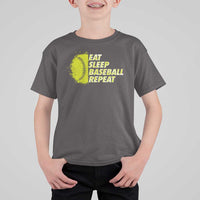 Eat Sleep Baseball Repeat T Shirt For Kid - Wonder Print Shop