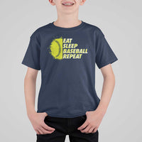 Eat Sleep Baseball Repeat T Shirt For Kid - Wonder Print Shop