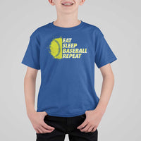 Eat Sleep Baseball Repeat T Shirt For Kid - Wonder Print Shop