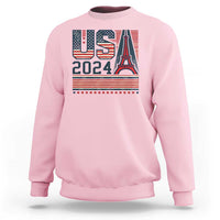 USA Eiffel Tower 2024 Sweatshirt Patriotic Sports Supporter Souvenir - Wonder Print Shop