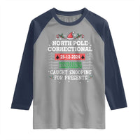 Funny Christmas Family Matching Raglan Shirt North Pole Correctional Trespassing