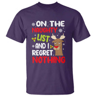 Funny Christmas T Shirt On The List Of Naughty And I Regret Nothing Reindeer - Wonder Print Shop