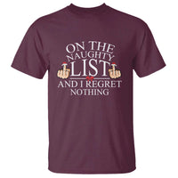 Funny Christmas T Shirt On The List Of Naughty And I Regret Nothing Middle Finger - Wonder Print Shop
