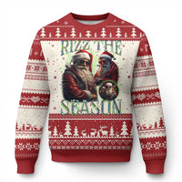 Funny Xmas Santa Ugly Christmas Sweater Rizz The Season Cool Santa - Wonder Print Shop