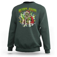 Funny Weed Christmas Sweatshirt Merry Juana Santa Skeleton 420 - Wonder Print Shop