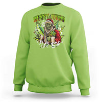 Funny Weed Christmas Sweatshirt Merry Juana Santa Skeleton 420 - Wonder Print Shop