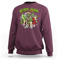 Funny Weed Christmas Sweatshirt Merry Juana Santa Skeleton 420 - Wonder Print Shop