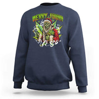 Funny Weed Christmas Sweatshirt Merry Juana Santa Skeleton 420 - Wonder Print Shop