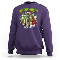 Funny Weed Christmas Sweatshirt Merry Juana Santa Skeleton 420 - Wonder Print Shop