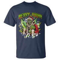 Funny Weed Christmas T Shirt Merry Juana Santa Skeleton 420 - Wonder Print Shop