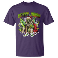 Funny Weed Christmas T Shirt Merry Juana Santa Skeleton 420 - Wonder Print Shop