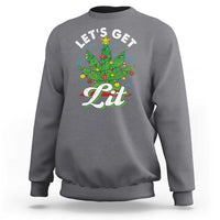 Funny Weed Christmas Sweatshirt Let's Get Lit Christmas Tree Cannabis - Wonder Print Shop