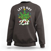 Funny Weed Christmas Sweatshirt Let's Get Lit Christmas Tree Cannabis - Wonder Print Shop