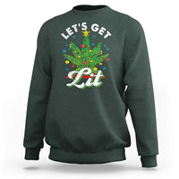 Funny Weed Christmas Sweatshirt Let's Get Lit Christmas Tree Cannabis - Wonder Print Shop