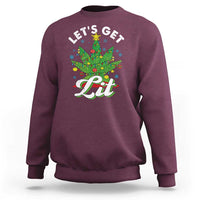 Funny Weed Christmas Sweatshirt Let's Get Lit Christmas Tree Cannabis - Wonder Print Shop