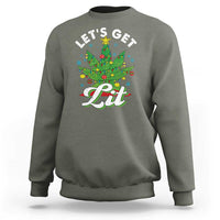 Funny Weed Christmas Sweatshirt Let's Get Lit Christmas Tree Cannabis - Wonder Print Shop