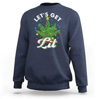 Funny Weed Christmas Sweatshirt Let's Get Lit Christmas Tree Cannabis - Wonder Print Shop