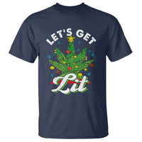 Funny Weed Christmas T Shirt Let's Get Lit Christmas Tree Cannabis - Wonder Print Shop