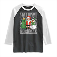 Funny Weed Christmas Raglan Shirt Merry Kushmas Naughty Santa Snowman Cannabis 420