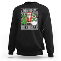 Funny Weed Christmas Sweatshirt Merry Kushmas Naughty Santa Snowman Cannabis 420 - Wonder Print Shop