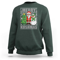 Funny Weed Christmas Sweatshirt Merry Kushmas Naughty Santa Snowman Cannabis 420 - Wonder Print Shop
