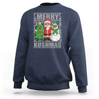 Funny Weed Christmas Sweatshirt Merry Kushmas Naughty Santa Snowman Cannabis 420 - Wonder Print Shop