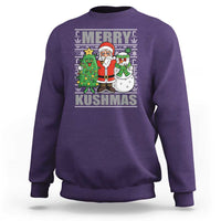 Funny Weed Christmas Sweatshirt Merry Kushmas Naughty Santa Snowman Cannabis 420 - Wonder Print Shop