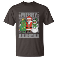 Funny Weed Christmas T Shirt Merry Kushmas Naughty Santa Snowman Cannabis 420 - Wonder Print Shop