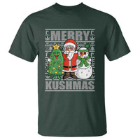 Funny Weed Christmas T Shirt Merry Kushmas Naughty Santa Snowman Cannabis 420 - Wonder Print Shop