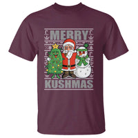Funny Weed Christmas T Shirt Merry Kushmas Naughty Santa Snowman Cannabis 420 - Wonder Print Shop