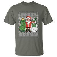 Funny Weed Christmas T Shirt Merry Kushmas Naughty Santa Snowman Cannabis 420 - Wonder Print Shop