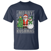 Funny Weed Christmas T Shirt Merry Kushmas Naughty Santa Snowman Cannabis 420 - Wonder Print Shop