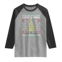 Christmas Gun Lover Raglan Shirt Deck The Halls With Guns And Ammo