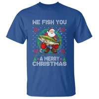 Xmas Fishing T Shirt We Fish You A Merry Christmas Santa Fisherman - Wonder Print Shop