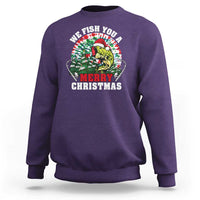 Xmas Fishing Sweatshirt We Fish You A Merry Christmas Santa Hat - Wonder Print Shop