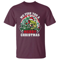 Xmas Fishing T Shirt We Fish You A Merry Christmas Santa Hat - Wonder Print Shop